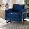 Baxton Studio Matteo Royal Blue Velvet Upholstered Gold Finished Armchair 156-9782 - alternate 6